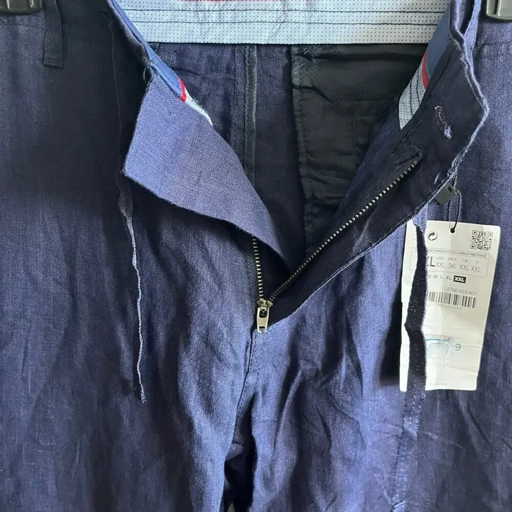 NWT Zara Men's Blue Linen Pants Size XXL Style 0706/433/01